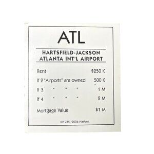 Monopoly Electronic Banking ATL Airport Property u Title Deed Card Replacement 2